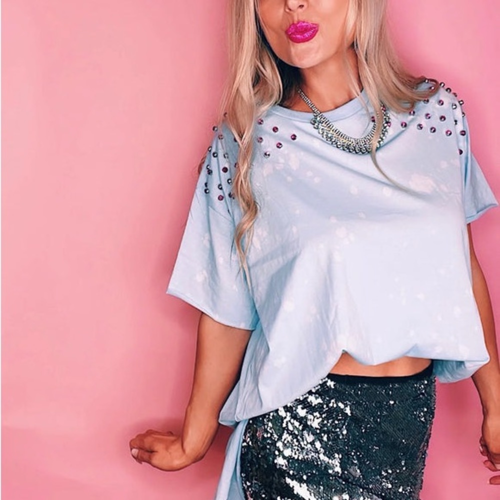 Hair Candy Pink Studded Tee